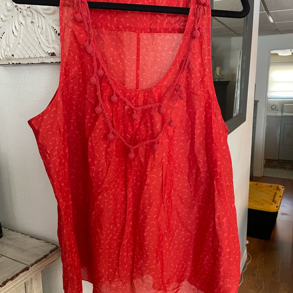 Gap Red Sheer Patterned Tank Top. Lightweight Wit… - image 1